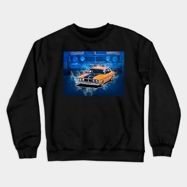 Orange 1971 XY Falcon GT Crewneck Sweatshirt by Transchroma